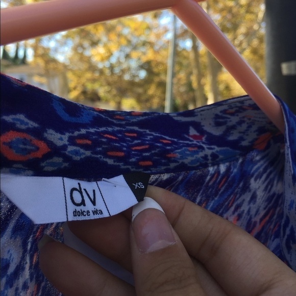 Dolce Vita Blue Sheer Loose Pattern Blouse - Picture 3 of 4